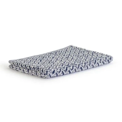 Image of Möve Brooklyn Herringbone Guest Towel 50 x 30 cm 85% Cotton / 10% Viscose 5% Linen Natural/Deep Sea