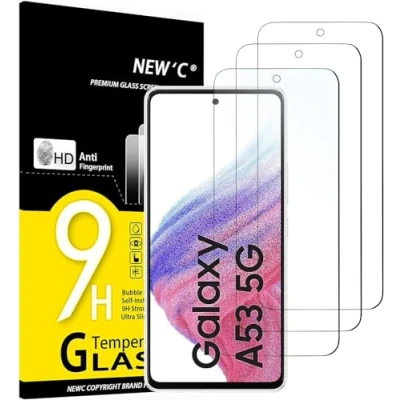 Image of NEW&#039;C 3 Pack Designed for Samsung Galaxy A53 5G Screen Protector Tempered Glass,Case Friendly Scratch proof, Bubble Free, Ultra Resistant