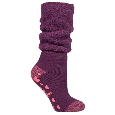 Image of HEAT HOLDERS Ladies Thermal Warm Lounge Bed Socks UK 4 8, EUR 37 42 See Listing Great Gift ! (Slouch Wine)