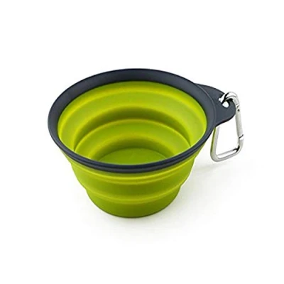 Image of Dexas Popware for Pets Collapsible Travel Cup, Small, Gray/Green
