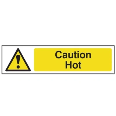 Image of Scan SCA5115 Self adhesive PVC sign Caution Hot 200 x 50mm