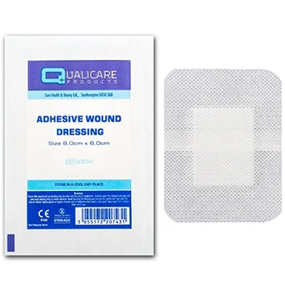Image of 100x Adhesive Wound Dressing (8cm x 6cm) Fabric Plaster Sterile First Aid Cut Graze