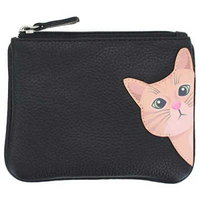 Image of Mala Leather Cleo The Cat Collection Coin Purse RFID Blocking 4230_50 Black