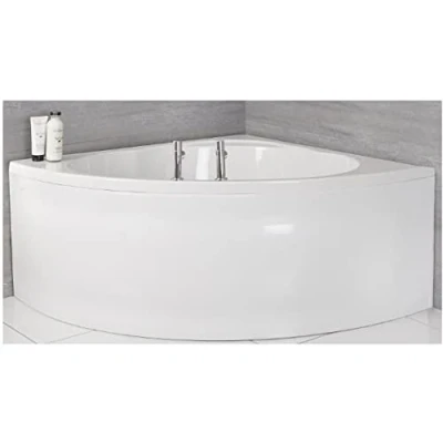 Image of Milano Newby White Modern Bathroom Reversible Corner Bath with Panel 1350mm x