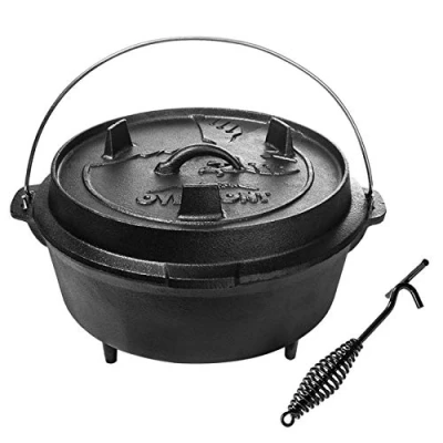 Image of Overmont 8.8L/ 9Quart All Round Dutch Oven Dual Function Lid Griddle with Lifter Camping Pre Seasoned Cast Iron Pot
