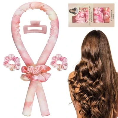 Image of Satin Heatless Curling Set, Sponge Curlers Headband Curls Overnight Hair Rollers, No Heat Wave Roller curler, for Short &amp; Long