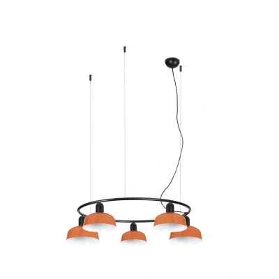 Image of Tatawin Small Pendant Ceiling Light Black, Gloss Reddish Orange 5x E27