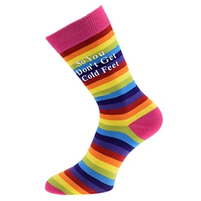 Image of So You Don&#039;t Get Cold Feet Rainbow Pattern Vinyl Print Cotton Rich Socks Adult Size UK 5 12 X6N784 010