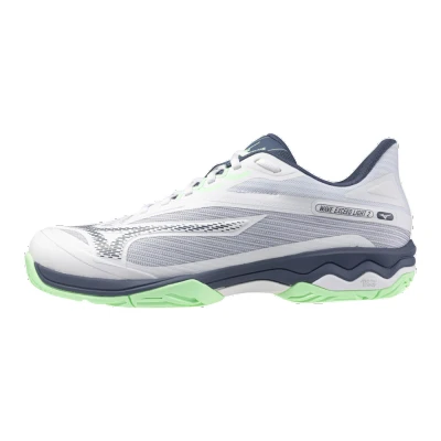 Image of Mizuno WAVE EXCEED LIGHT 2 AC Tennis Shoes White/Vintage Indigo/Neo Mint Men Size 9,5