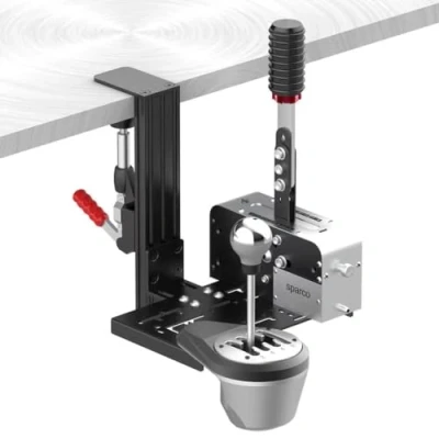 Image of Desk Mount For Racing Sim Shifter &amp; Handbrake Compatible With Logitech G Driving Force Shifter, Thrustmaster TH8A TSS Handbrake,Fanatec ClubSport Fanatec