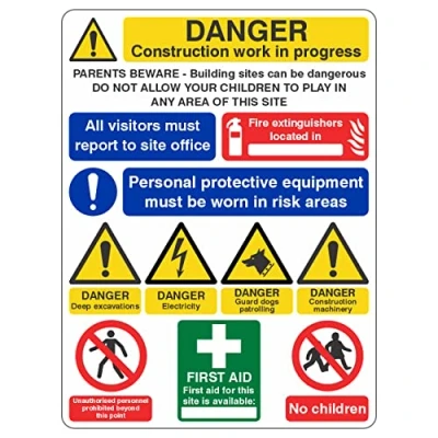 Image of 600mmx800mm Multi Hazard Site Safety Guard Dogs Sign Portrait Rigid Plastic