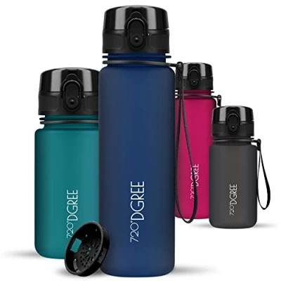 Image of 720DGREE Water Bottle Kids 500ml “uberBottle“ softTouch +Sieve BPA Free Tritan, Leakproof, Reusable Drinking Waterbottle for Children, School, Playground, Boys, Girls, Handbag, Sport, Bike