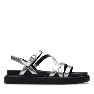 Image of Clarks Aristella ROSE Sandals, Women&#039;s, Size: 5.5, Silver metallic Leather
