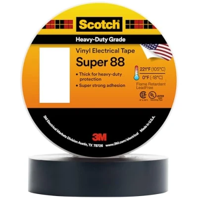 Image of 3M 88 Super 1 1/2x36YD SUPER88 38X33 Insulation Tape Scotch Black (L x W) 33 m 38 mm Piece