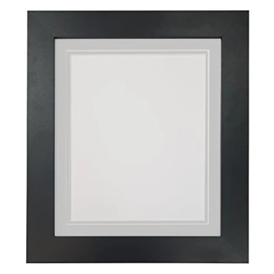 Image of Metro Black Photo Picture Poster Frame with Double Light Grey Mount 50 x 40 cm for Image Size 30