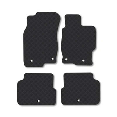 Image of Rubber Car Mats Compatible with Mazda 6 (2009 2013) Tailored Fit Floor Set Accessory Black Custom 4 Pieces Clips Anti Slip Backing, Heavy Duty &amp; Waterproof