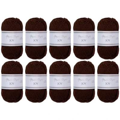 Image of Utopia Crafts Joy Plain Knitting and Crochet Yarn, Soft, Easy Care, 100% Polyacrylic, 10 x 50 g Ball, 150 m (Coffee Bean)