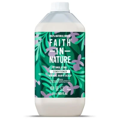 Image of Faith In Nature Natural Rosemary Conditioner, Stimulating for Normal Hair &amp; Scalp, Vegan Cruelty Free, No SLS, Silicones or Parabens, 5L Refill Pack
