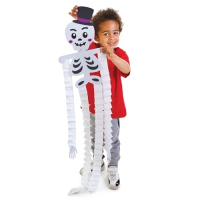Image of Baker Ross FN295 Large Skeleton Streamer Hanging Decoration Kits Pack of 4, Halloween Arts and Crafts for Kids, Decorations