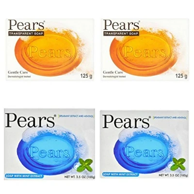 Image of Pears 2 Bars Transparent Soap 125G and Oil Clear