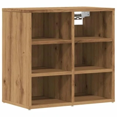 Image of vidaXL Shoe Cabinet 52x30x50 cm Artisan Oak Engineered Wood for Hallway Entryway with 6 Ventilated Storage Compartments Floor/Wall Mount Options