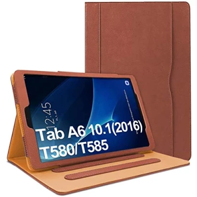 Image of Danycase Case for Samsung Galaxy Tab A 10.1 SM T580/T585, PU Leather Folio Cover Inch T580 T585 2016 Vesion,with Document Card Pocket,Multiple Viewing Angles(Brown)