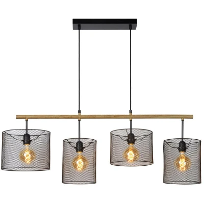 Image of Baskett Vintage Bar Pendant Light 4xE27 Black