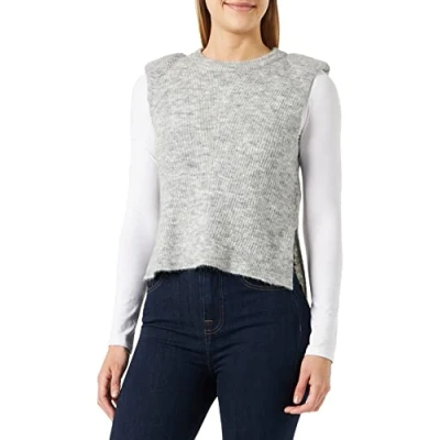 Image of ICHI Women&#039;s Ihjordan Wa3 Sweater Vest, 200318/Grey Melange, M