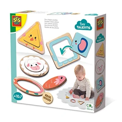 Image of SES Creative 13130 Animals Duo Shapes Puzzle, Multi, One Size