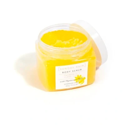 Image of Sunday Rain Chamomile and Ylang Ylang, Exfoliating Body Scrub with Hyaluronic Acid, Vegan Cruelty Free Exfoliator, 265g