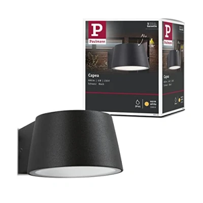 Image of Paulmann 94452 Capea LED outdoor luminaire wall IP44 warm white incl. 1x6W lighting black lamp alu garden 3000K