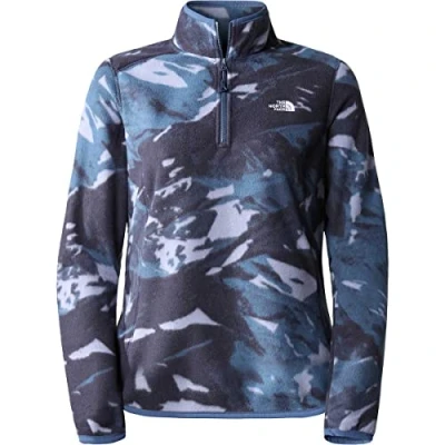 Image of THE NORTH FACE 100 Glacier Sweater Shady Blue Snowcap Mountain Print XL