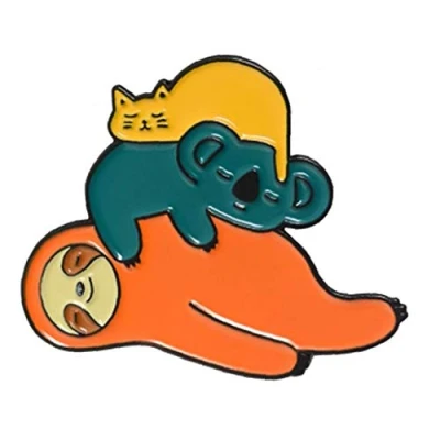 Image of Cartoon Sloth Enamel Brooch Pin Animal Lapel Badge for Denim Jeans Shirt Bag
