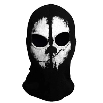Image of TRIXES Ghost Mask Balaclava for Men and Women Full Face Windproof Warmer Horror Ski Cosplay Airsoft Motorcycling Skateboard Paintball One Size Black