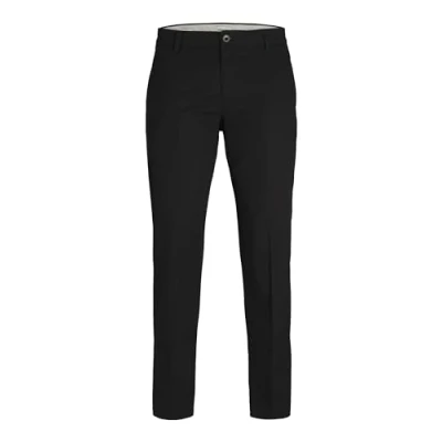 Image of JACK &amp; JONES Men&#039;s Jpstkane Jjotis Linen Blend Chino Trousers, Black, 31 W/36 L