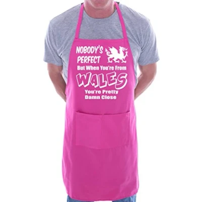 Image of Wales Welsh Perfect BBQ Cooking Funny Novelty Apron Pink