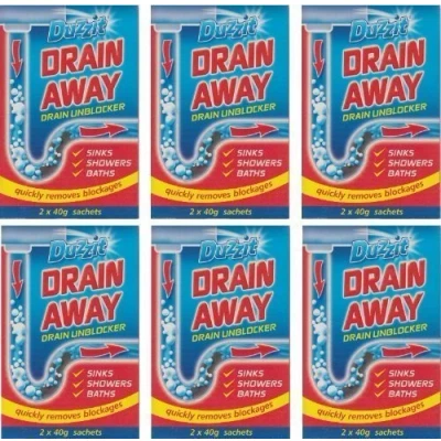 Image of 3X6 x Boxes Of Duzzit Drain Away 2 40g Sachets Sink Unblocker