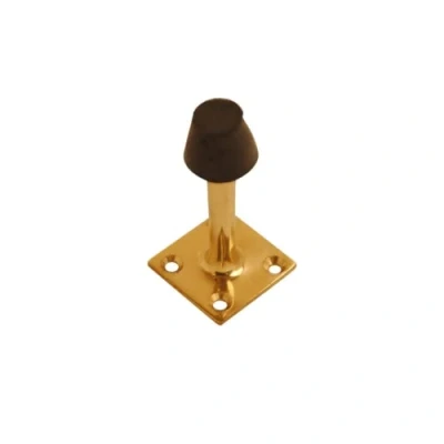 Image of Vibe Projection Square Door Stop 63mm on Brass, Stopper, Rubber Bumper to Protect Door, Walls, and Skirting for Internal Use