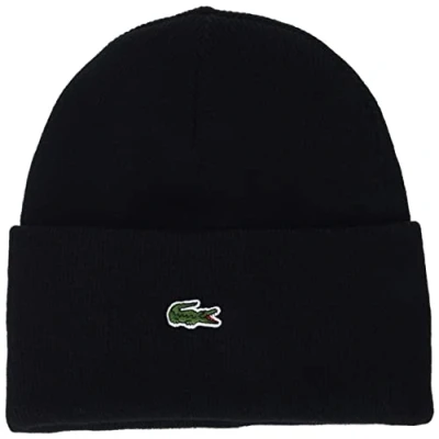 Image of Lacoste Men&#039;s Wool Beanie Hat, Noir, One Size