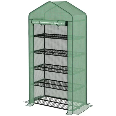 Image of Outsunny 5 Tier Widened Mini Greenhouse Portable Green House with Door 193H x 90Wcm