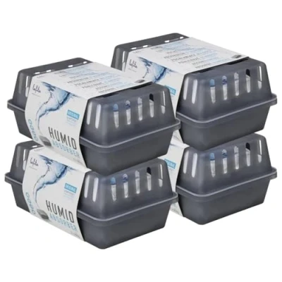 Image of vidaxl Moisture Absorbers with Refill Bags 4pcs 900g Noiseless and Compact Dehumidifier for Home, Office, Boat, or Caravan Reliable PP Design &amp; Easy System 40x25x48cm, Grey