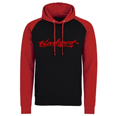 Image of Bloodsport Officially Licensed Logo Baseball Hoodie (Black Red), X Large