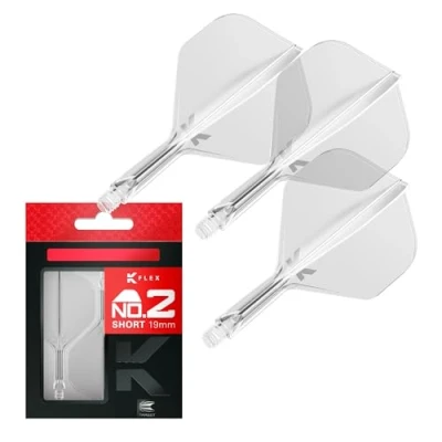 Image of TARGET Darts K Flex Integrated Dart Flight And Shaft, No.2 Clear (Short) Pack Of 3 No 2, Precision Moulded 2 In 1 Flights Stem Professional Accessories