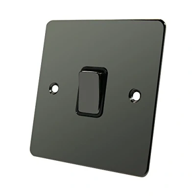 Image of Flat Plate Black Nickel 1 Gang Switch 10 Amp Single 2 Way Light