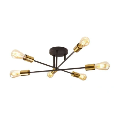 Image of Armstrong 6 Light Semi Flush Ceiling Matt Black, Satin Brass, E27
