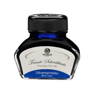 Image of Fountain pen Ink in glass,Writing for pen, Ultramarine Blue 30ml, inkpot, Calligraphy