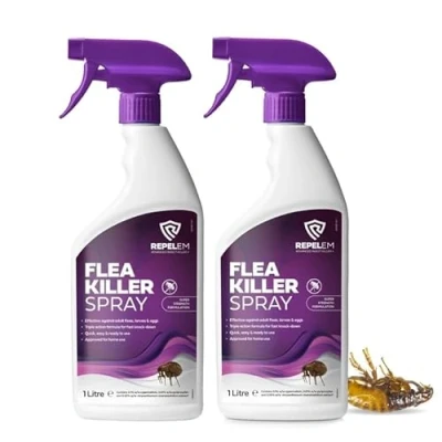 Image of REPELEM Flea Sprays for The Home Professional Strength, Household Spray, Killer Home, Kills Fleas, Larvae &amp; Eggs (2L Spray)