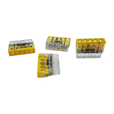Image of 10 Pieces Wago 2273 205 Compact Junction Box Terminal Ø 0.5 2.5 mm², 5 pin, Transparent/Yellow