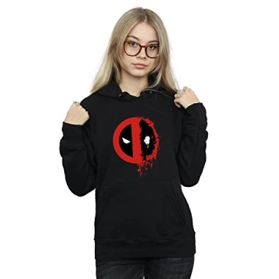 Image of Marvel Women&#039;s Deadpool Split Splat Logo Hoodie Small Black