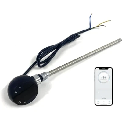 Image of Greened House 600w Wifi Electric Smart Heating Element for Towel Rails and Radiators with LED touchscreen Thermostat/Timer Energy Efficient (Black)